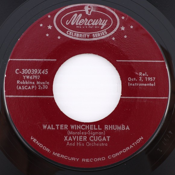 Xavier Cugat & His Orchestra, Green Eyes/Walter Winchell Rhumba 45 rpm 7" Record - Picture 1 of 8